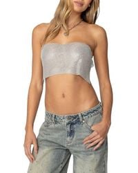 Edikted - Chainmail Open Back Strapless Crop Top - Lyst