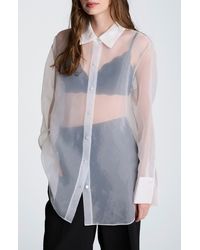 Kenneth Cole - Sheer Oversize Button-Up Shirt - Lyst