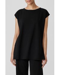 Eileen Fisher - Boat Neck Cap Sleeve Boxy Top - Lyst