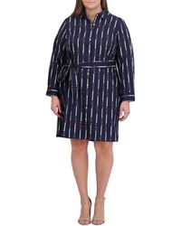 Foxcroft - Rocca Keychain Status Stripe Print Long Sleeve Cotton Shirtdress - Lyst