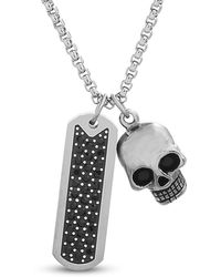 Steve Madden Cry Bar & Skull Pendant Necklace - Multicolour