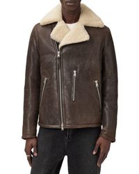 AllSaints - Xylon Shearling Lined Leather Biker Jacket - Lyst