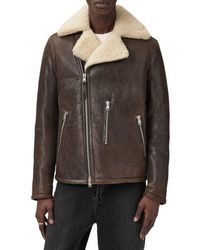AllSaints - Xylon Shearling Lined Leather Biker Jacket - Lyst