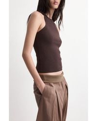 Mango - Cotton Blend Rib Sweater Tank - Lyst