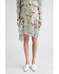 Stella McCartney - Garden Floral Print Asymmetric Handkerchief Hem Silk Skirt - Lyst