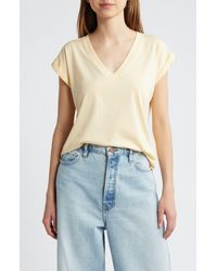 FRAME - Easy Cotton V-neck T-shirt - Lyst