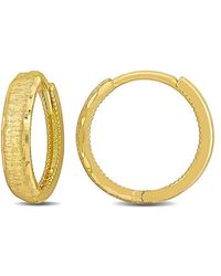 Julianna B - Huggie Hoop Earrings Brushed Finish 14K - Lyst