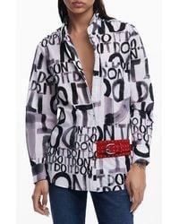 Desigual - Oversize Lettering Button-Up Shirt - Lyst