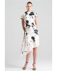Natori - Nara Silk Twill Asymmetric Pleated Dress - Lyst