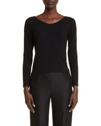 The Row - Raya Long Sleeve Scoop Neck Jersey Top - Lyst