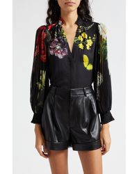 Alice + Olivia - Alice + Olivia Ilan Floral Button-up Shirt - Lyst