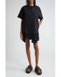 Sacai - Asymmetric Short Sleeve Sweatshirt Dress - Lyst