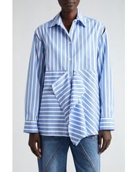 JW Anderson - Stripe Long Sleeve Draped Peplum Shirt - Lyst