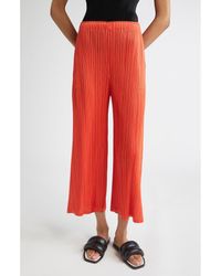 Pleats Please Issey Miyake - Monthly Colors February Pleated Crop Wide Leg Pants - Lyst