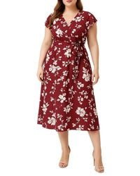 Standards & Practices - Floral Wrap Bodice Midi Dress - Lyst