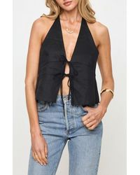 LSPACE - April Tie Front Halter Linen Cover-Up Top - Lyst