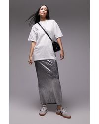 TOPSHOP - Textured Metallic Maxi Skirt - Lyst