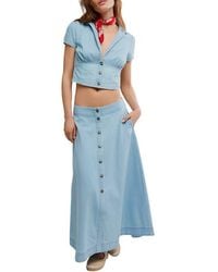 Free People - Easy Does It Crop Cotton Button-Up Top & Maxi Skirt Set - Lyst