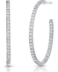 Roberto Coin - Large Pavé Diamond Inside Out Hoop Earrings - Lyst