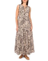 Vince Camuto - Paisley-print Sleeveless-crocheted-trim Maxi Dress - Lyst