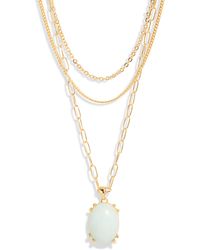 Nordstrom - Jade Glass Pendant 3-tier Layered Necklace - Lyst
