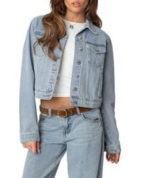 Edikted - Barb Denim Crop Trucker Jacket - Lyst