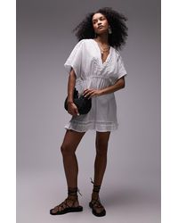 TOPSHOP - Embroidered Cotton Cover-up Dress - Lyst