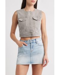 Hidden Jeans - Crop Denim Trucker Vest - Lyst