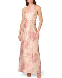 Aidan Mattox - Print Jacquard One-Shoulder Gown - Lyst