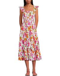 Lands' End - Chambray Smocked Dress With Ruffle Straps - Lyst