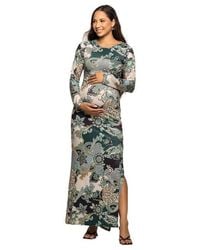 24seven Comfort Apparel - Paisley Print Long Sleeve Side Slit Maxi Dress - Lyst
