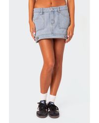 Edikted - Foxx Low Rise Patch Pocket Denim Miniskirt - Lyst