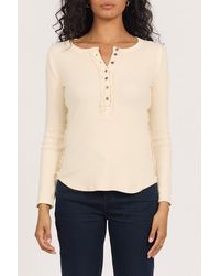 DEAR JOHN - Edie Long Sleeve Placket Button Front Rib T-Shirt - Lyst