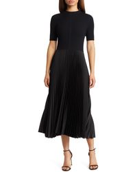 BOSS - Fadrid Ribbed Pleated A-line Dress - Lyst