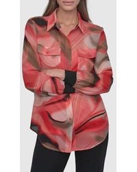 DKNY - Abstract Print Chiffon Button-Up Shirt - Lyst