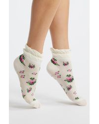 Stems - Anna Floral Ruffle Cotton Blend Ankle Socks - Lyst