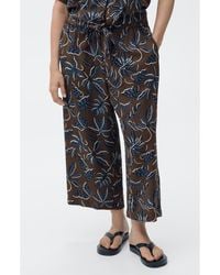 Mango - Print Crop Wide Leg Pants - Lyst