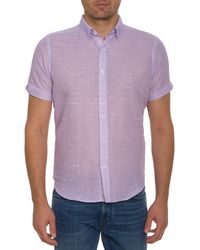 Robert Graham - Sloan Houndstooth Short Sleeve Linen & Cotton Button-down Shirt - Lyst