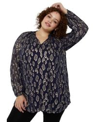 June + Vie - Metallic Print Blouse - Lyst