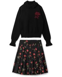 CLO - Woven Print Knit Set With Turtleneck And A-Line Skirt - Lyst