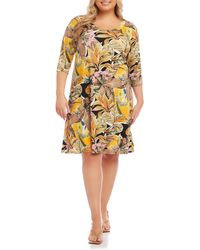 Karen Kane - Floral Three-quarter Sleeve Jersey Dress - Lyst