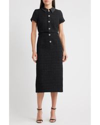 Likely - Bardot Crystal Floral Button Tweed Cocktail Midi Dress - Lyst