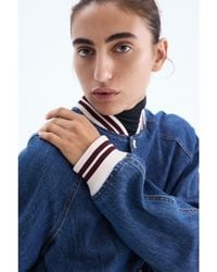 H&M - Denim Bomber Jacket - Lyst
