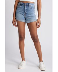 Hidden Jeans - Cuffed High Waist Denim Shorts - Lyst