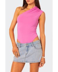 Edikted - Tabby Gathered One-Shoulder Bodysuit - Lyst