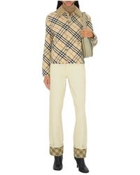 Burberry - Cropped Check Quilted Barn Jacket - Lyst