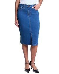 Jones New York - City Slit Front Denim Midi Skirt - Lyst