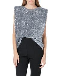 Endless Rose - Sequin Padded Shoulder Velvet Top - Lyst