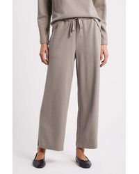 Eileen Fisher - Organic Cotton Blend Ankle Wide Leg Drawstring Pants - Lyst