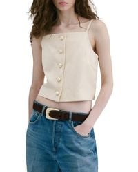 Mango - Square Neck Button Front Top - Lyst